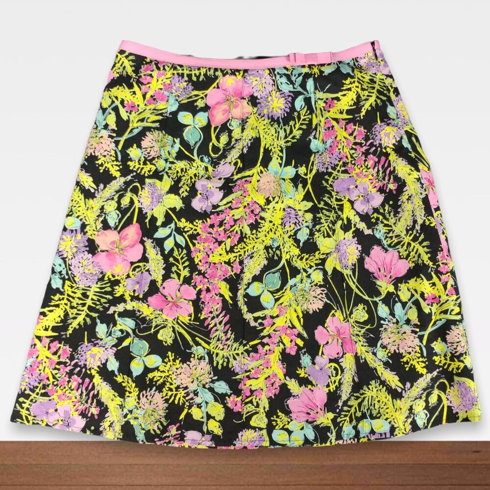 RAFAELLA Women's Lined Floral Side Zip Skirt Size 10